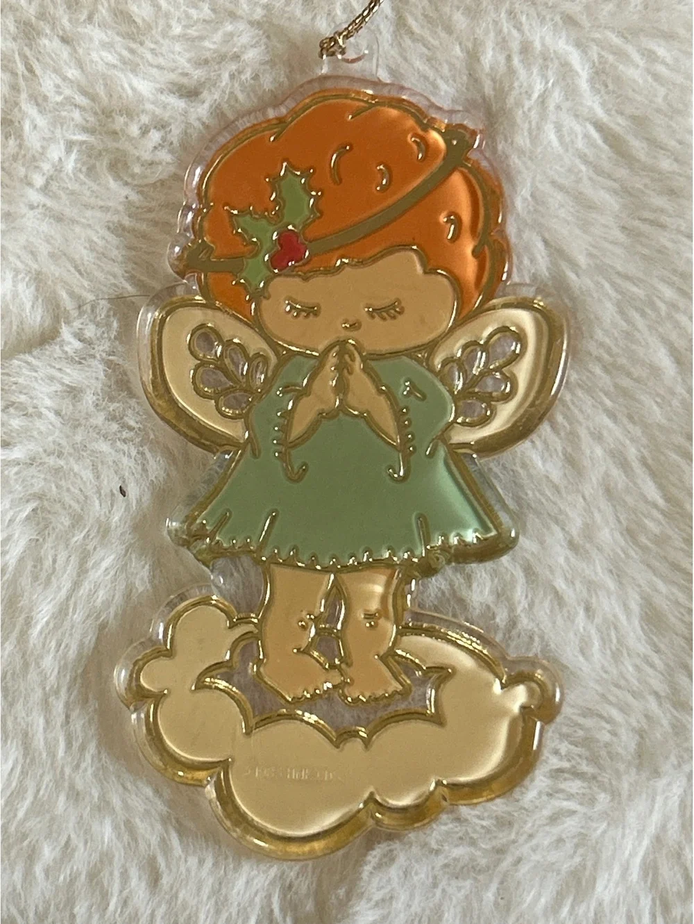 Vintage Style Acrylic Angel Ornament with Holly Decoration